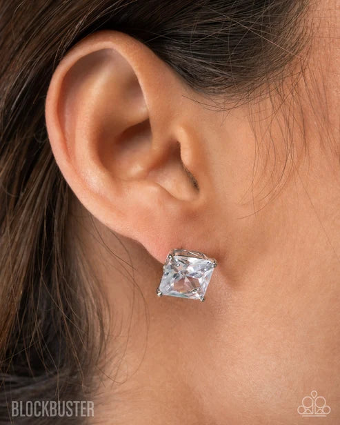 Paparazzi ♥ GLOW Time - White ♥ Post Earrings