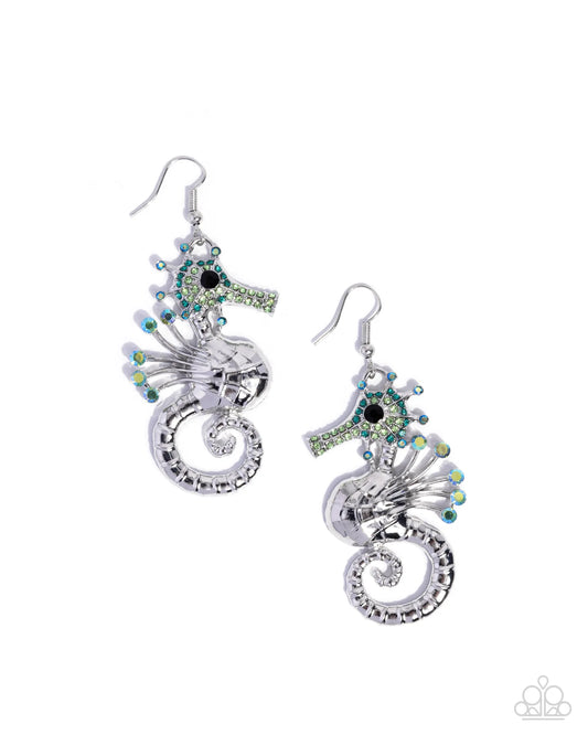 Paparazzi ♥ Sea Horse Shimmer - Green ♥ Earrings