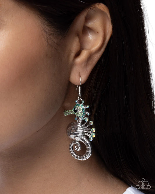 Paparazzi ♥ Sea Horse Shimmer - Green ♥ Earrings