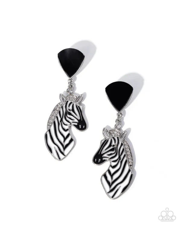 Paparazzi ♥ Zebra Zoo - Black♥ Earrings